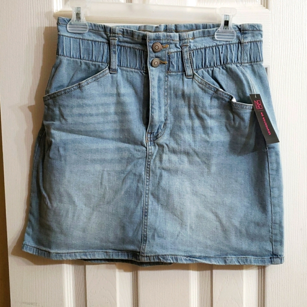 Paper bag mini jean skirt NwT size M 7/9